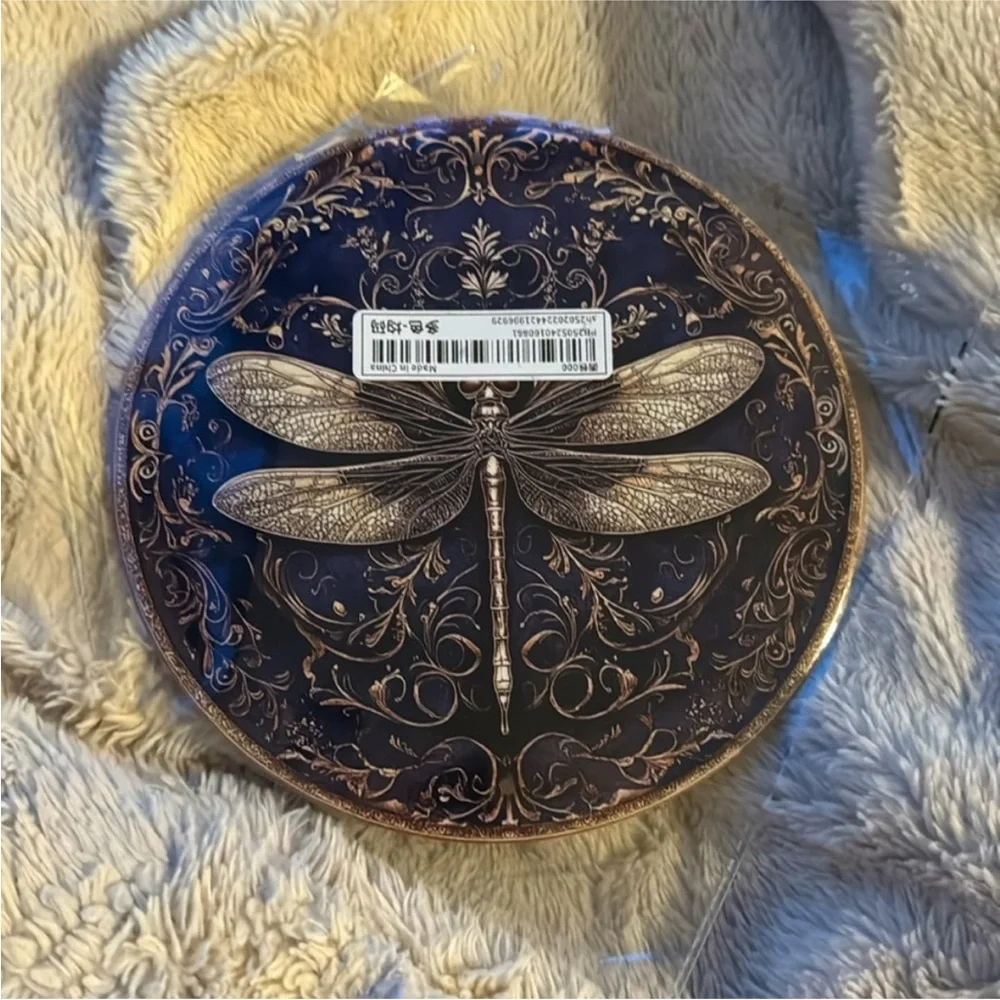 Vintage Gold and Navy Blue Dragonfly Metal Decor NEW 🏷️_4